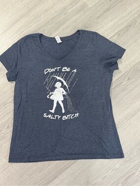 District‎ Navy Graphic V-Neck Tee with White Print